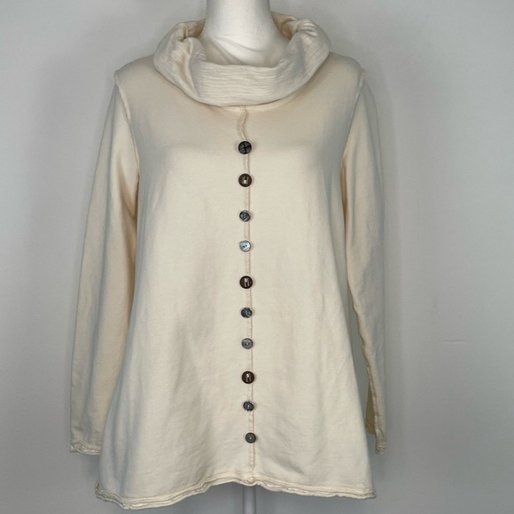 Neon Buddha Cream Colored Cowl Neck Sweatshirt/Long Sleeve Top. Size Medium. - Picture 1 of 11